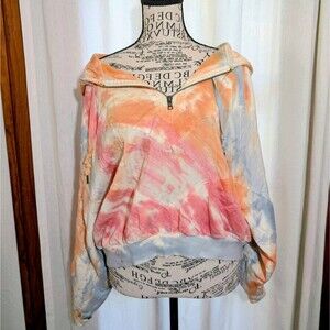 VS pink tie dye pastel oversized quarter zip hoodie